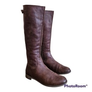 OLUKAI Leather Knee High Boots Kalupili Size 8 Equestrian Brown Stretch Calf
